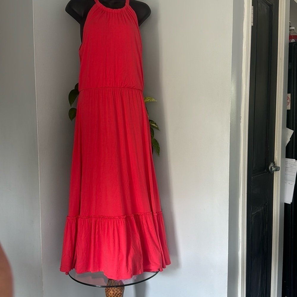 🍍CYNTHIA ROWLEY HALTER A LINE DRESS 🍍SZ MED🍍pit to pit 16”🍍length 50”🍍